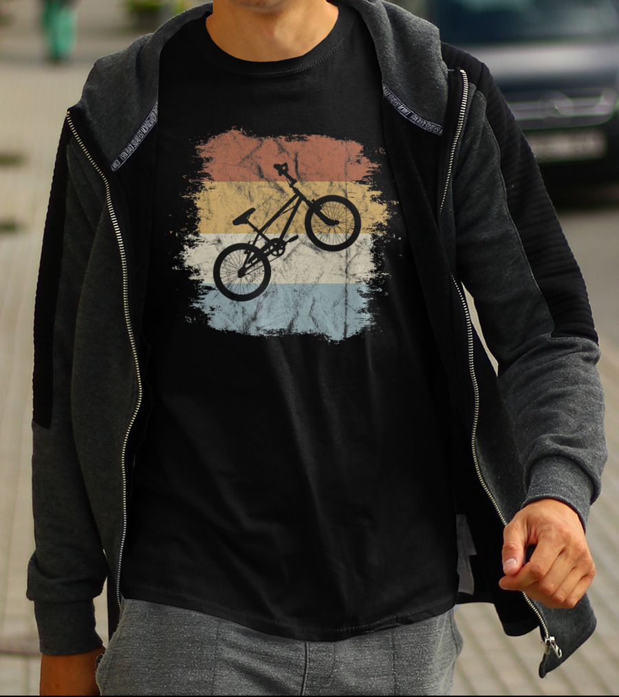 Vintage BMX Bike Silhouette On Retro T-Shirt
