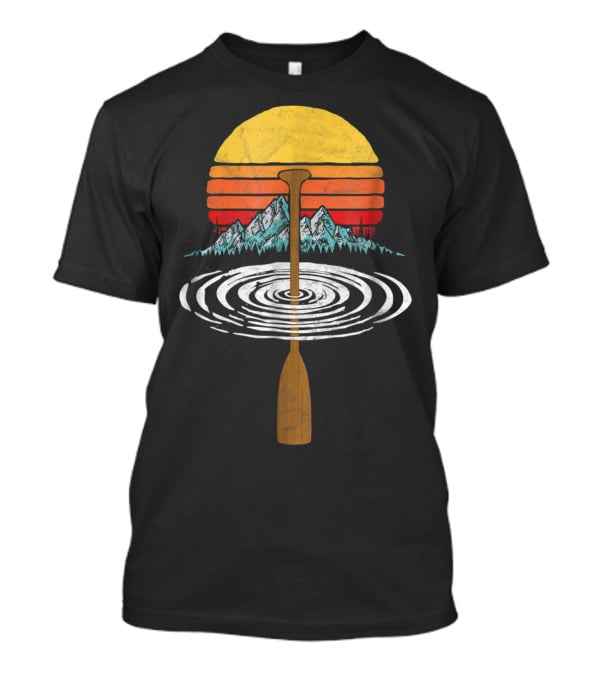 Vintage Paddle Mountains Canoe Raf Circle Sunset Retro T-Shirt