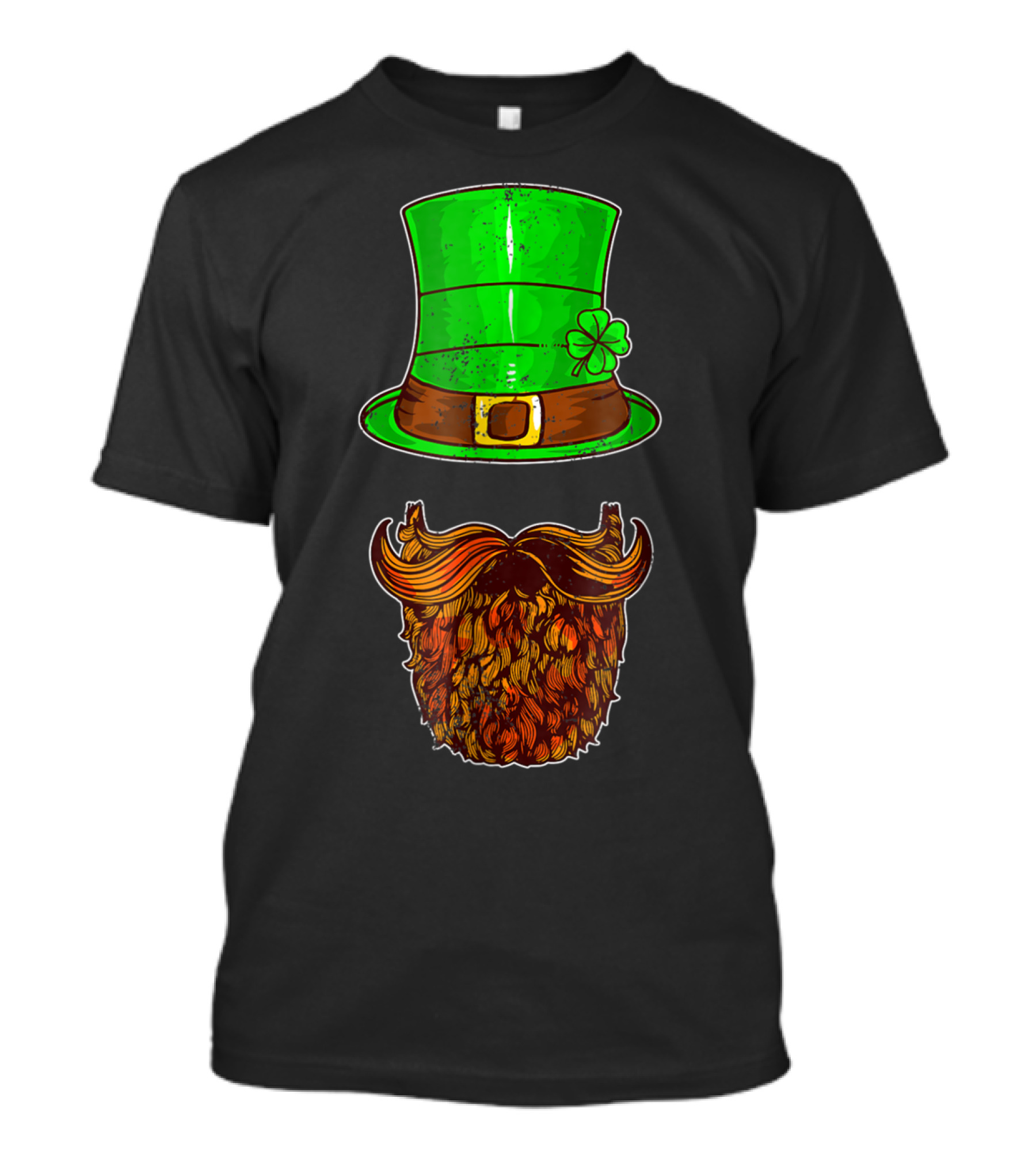 Awesomely Festive St Patrick's Day Green Irish Hat With Shamrock And Orange Beard T-Shirt
