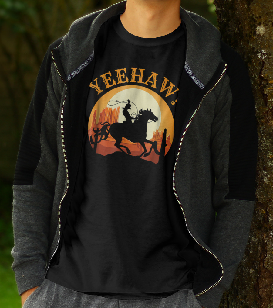 Yeehaw Howdy Cowboy Rodeo Riding Lover Sunset T-Shirt