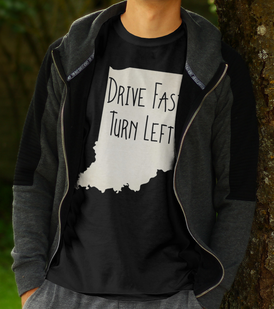 Indiana Drive Fast Turn Left Racing Outline T-Shirt