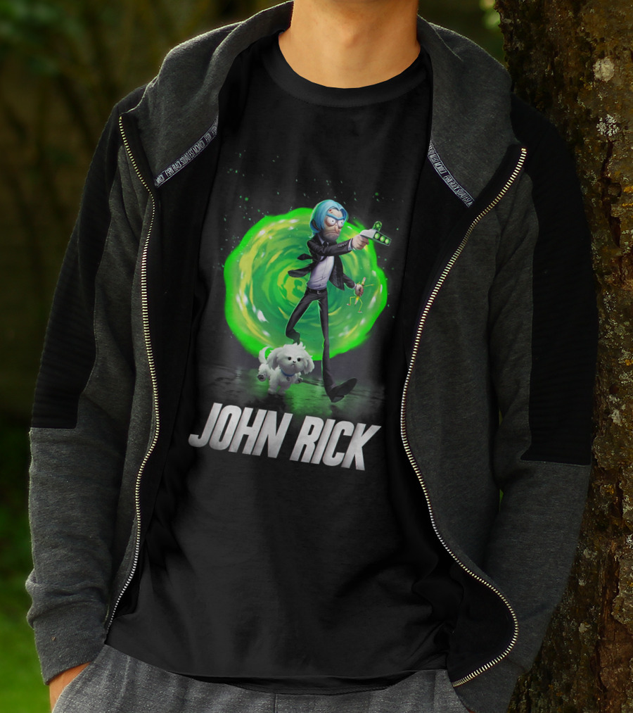 John Rick Interdimensional Action With Scientist And Portal T-Shirt
