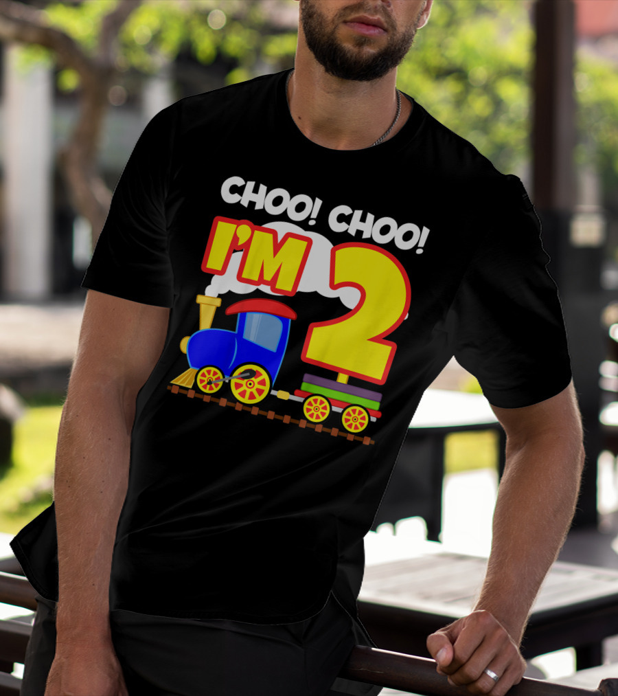 Choo Choo I'm 2 Year Old Train Birthday Toddler Fun T-Shirt