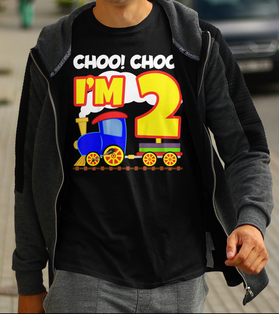 Choo Choo I'm 2 Year Old Train Birthday Toddler Fun T-Shirt