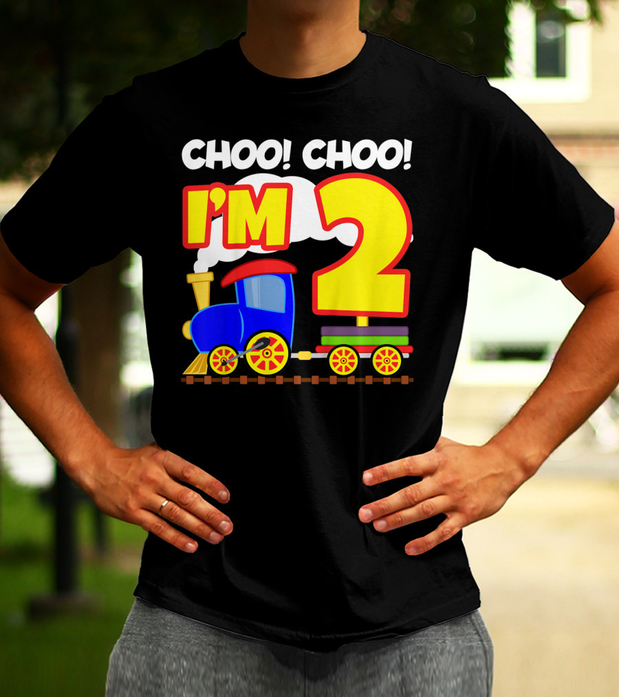 Choo Choo I'm 2 Year Old Train Birthday Toddler Fun T-Shirt