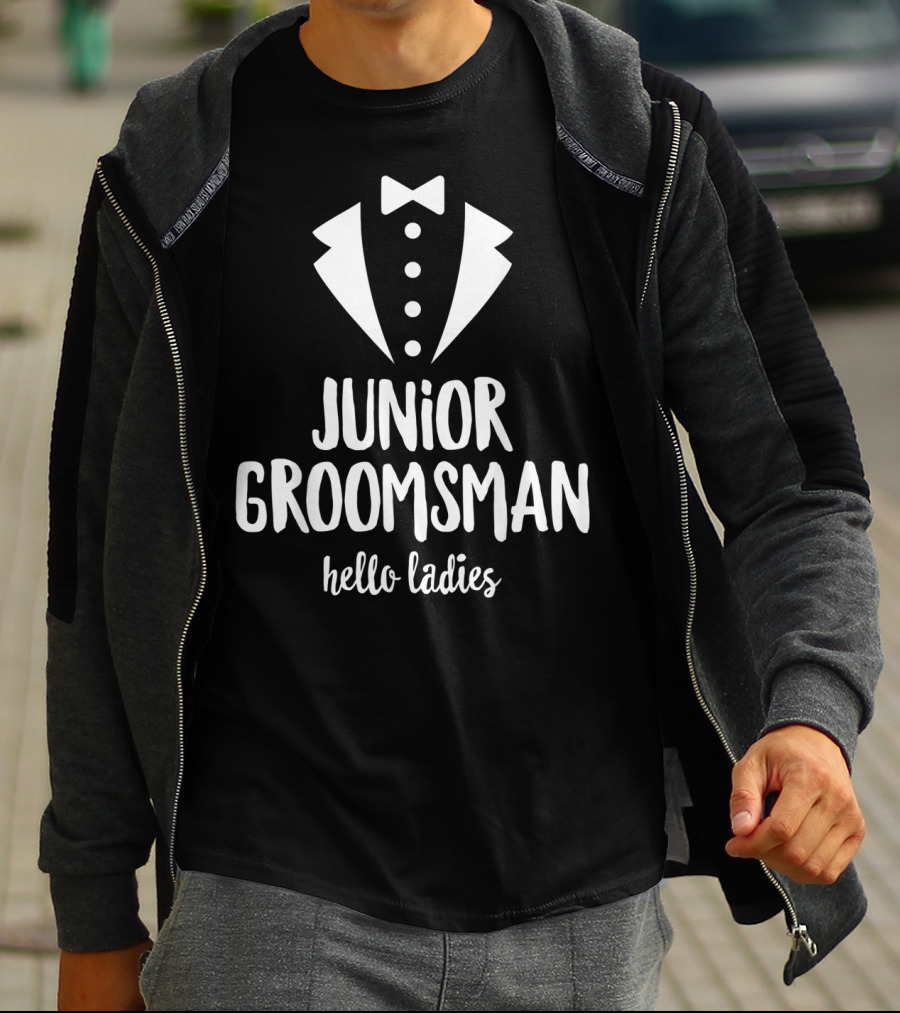 Junior Groomsman Hello Ladies Tuxedo T-Shirt