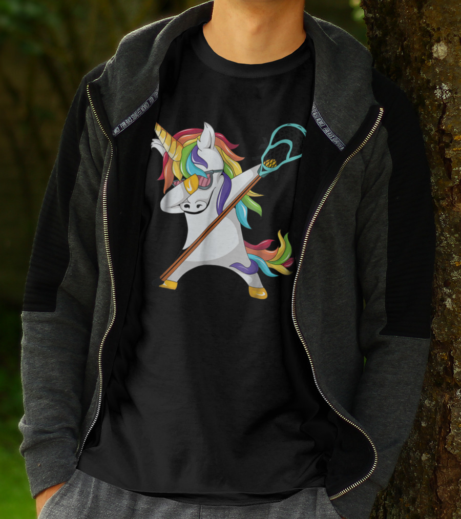 Lacrosse Dab Dabbing Unicorn With Colorful Mane T-Shirt