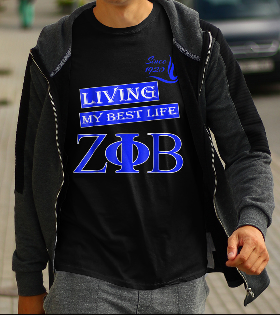 Living My Best Life Since 1920 Zeta Phi Beta Blue Soro T-Shirt