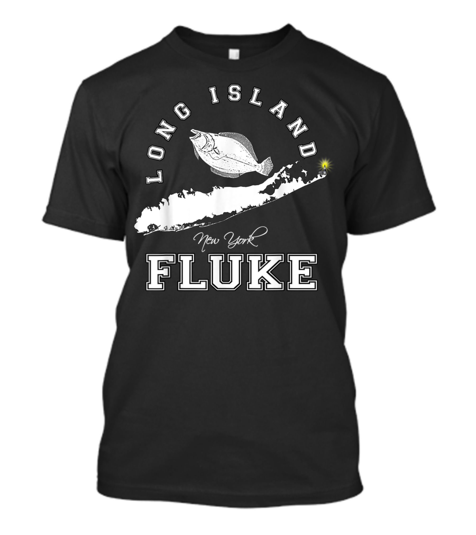 Long Island New York Fluke Fishing Map T-Shirt