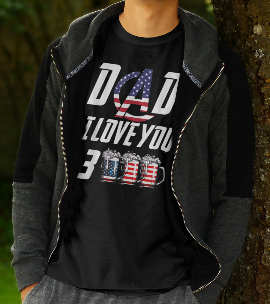 Dad I Love You 3000 American Flag Beer Mugs T-Shirt