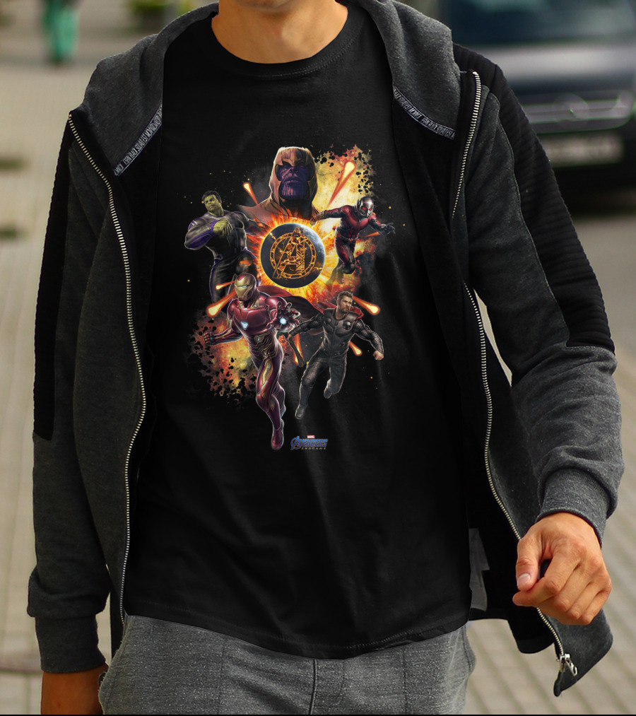 Marvel Avengers Endgame Thanos Iron Man Hulk Captain America Ant-Man Planet Explosion T-Shirt
