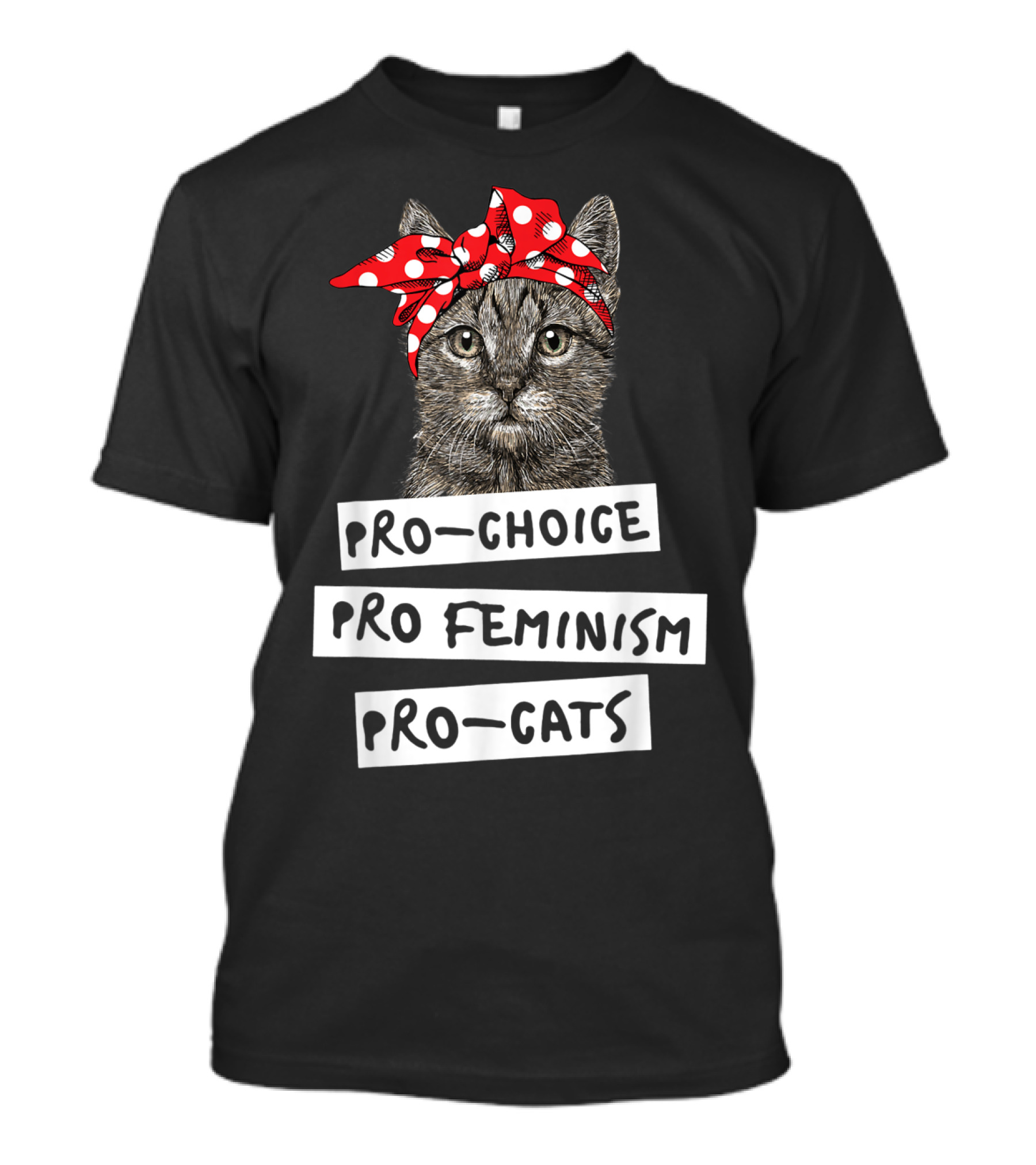 Pro Choice Pro Feminism Pro Cats Red Polka Dot Headband Cat T-Shirt