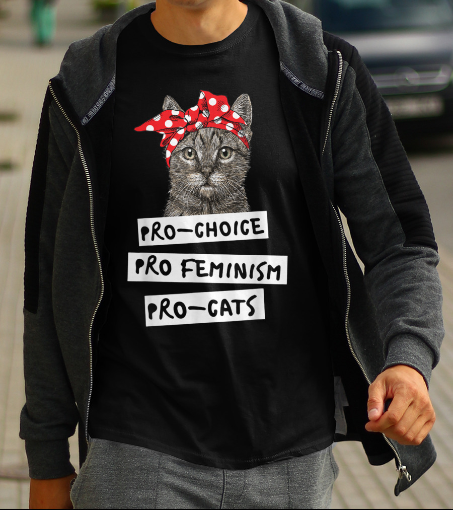 Pro Choice Pro Feminism Pro Cats Red Polka Dot Headband Cat T-Shirt