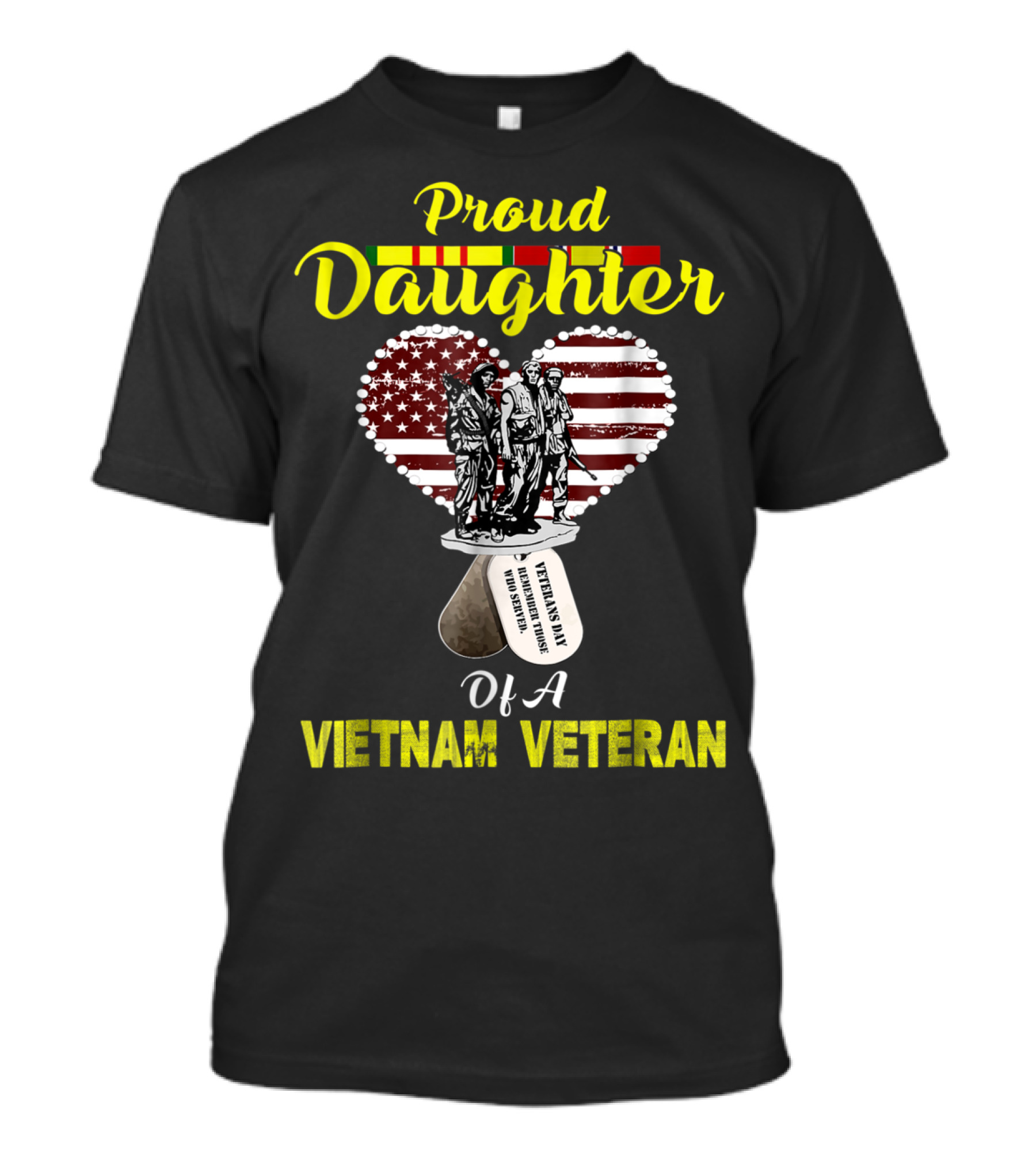 Proud Daughter Of A Vietnam Veteran American Flag Heart Memorial T-Shirt