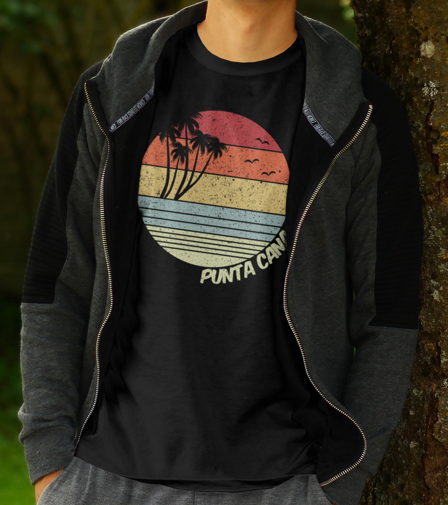Punta Cana Retro Sunset Palm Trees Beach Vacation Dominican Republic T-Shirt