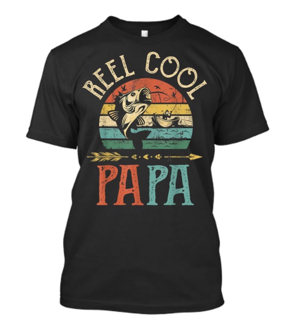 Reel Cool Papa Vintage Fisherman Retro Striped T-Shirt