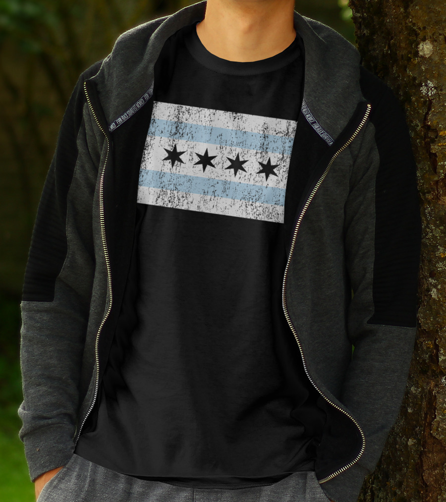 Distressed Vintage Chicago Flag With Grunge Texture T-Shirt