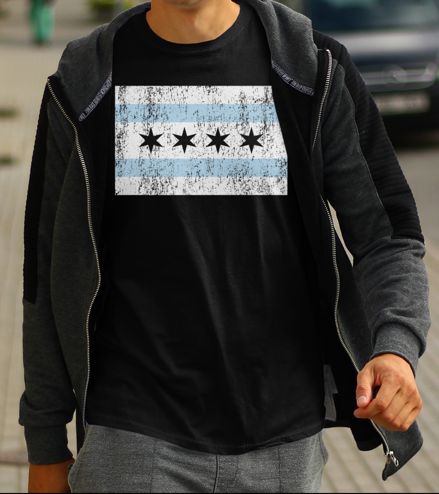 Distressed Vintage Chicago Flag With Grunge Texture T-Shirt