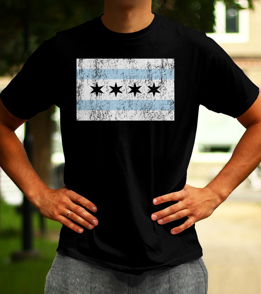 Distressed Vintage Chicago Flag With Grunge Texture T-Shirt