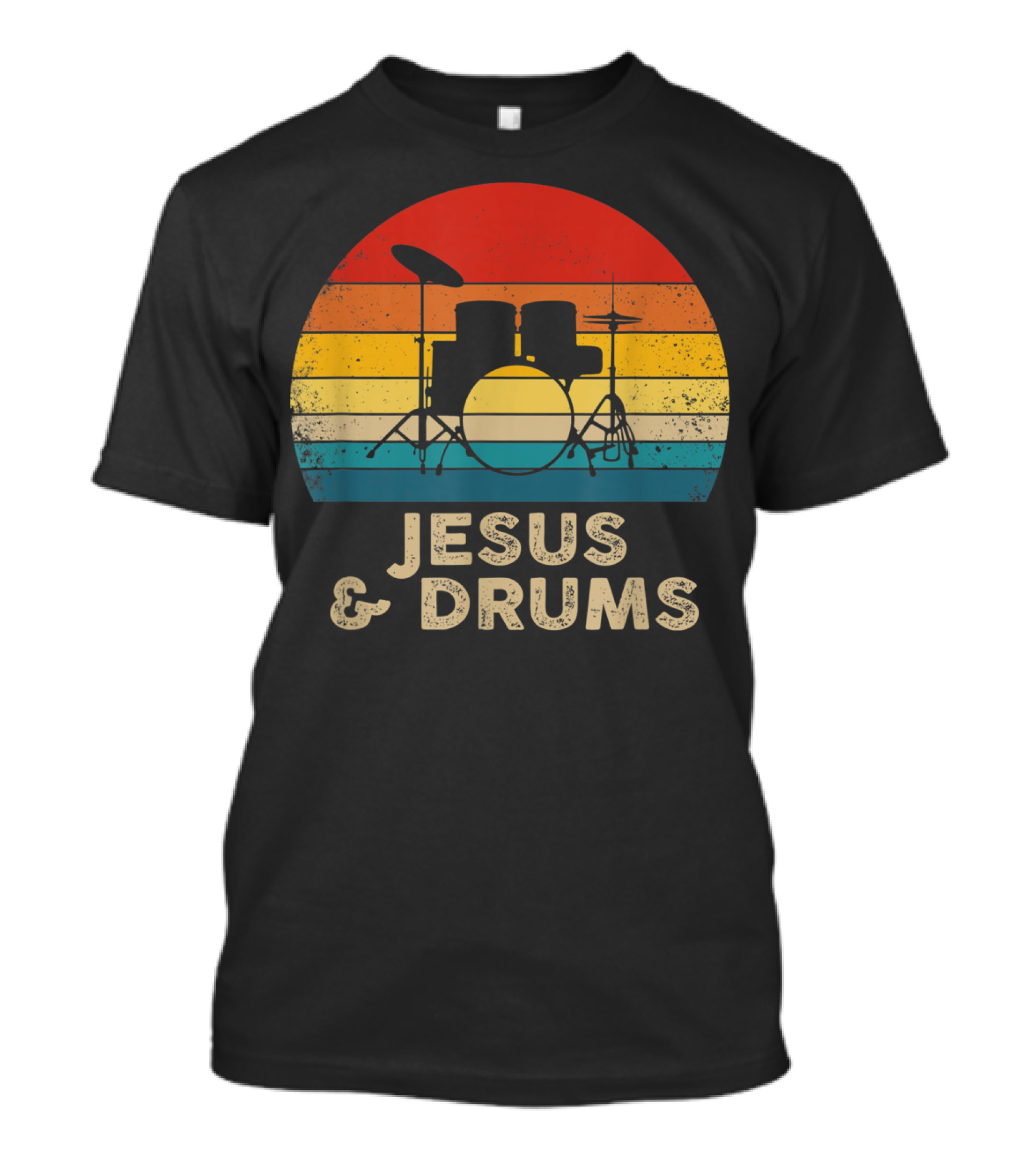 Jesus And Drums Retro Christian Worship Drummer T-Shirt