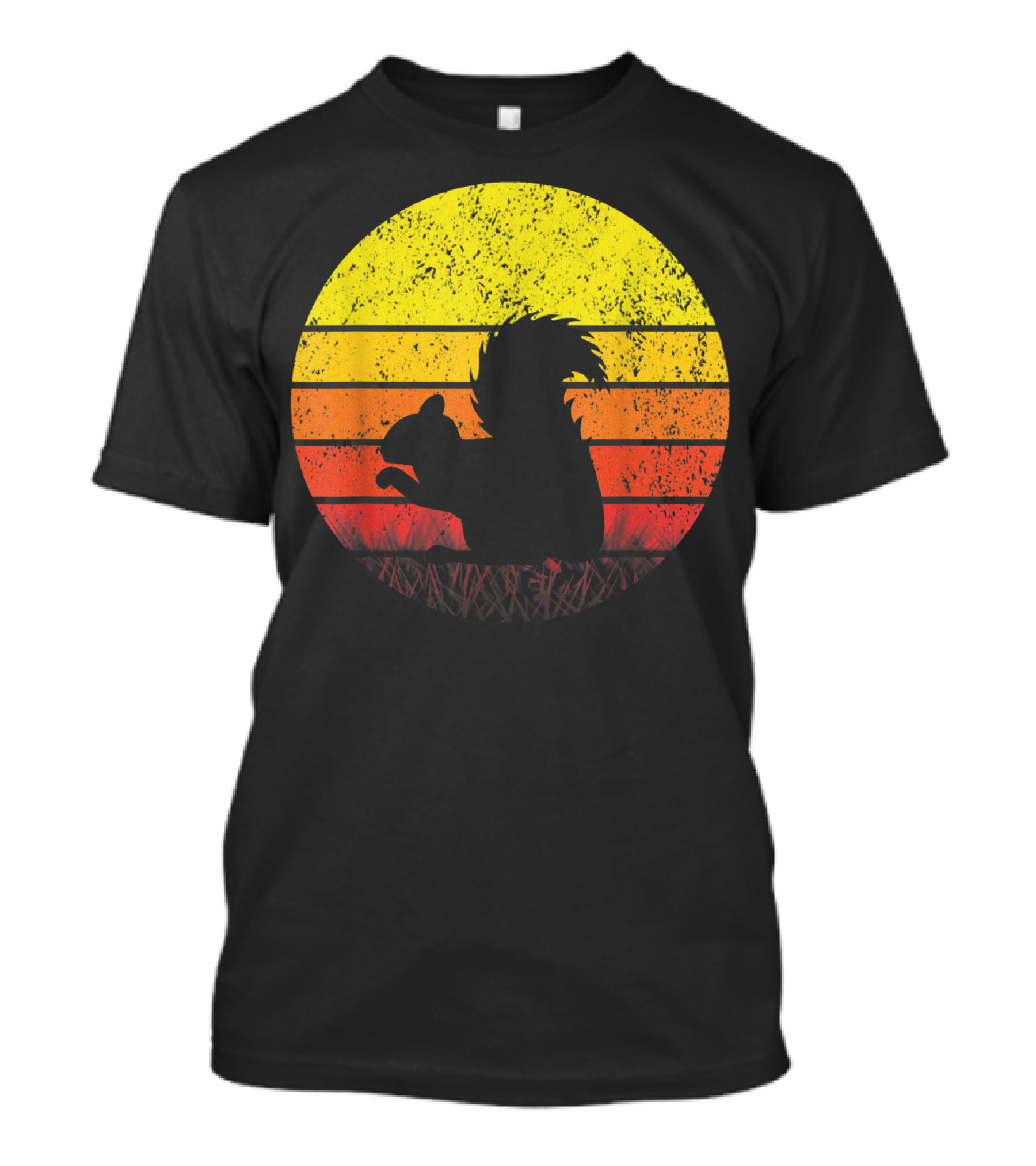 Retro Sunset Squirrel Silhouette Vintage Safa T-Shirt