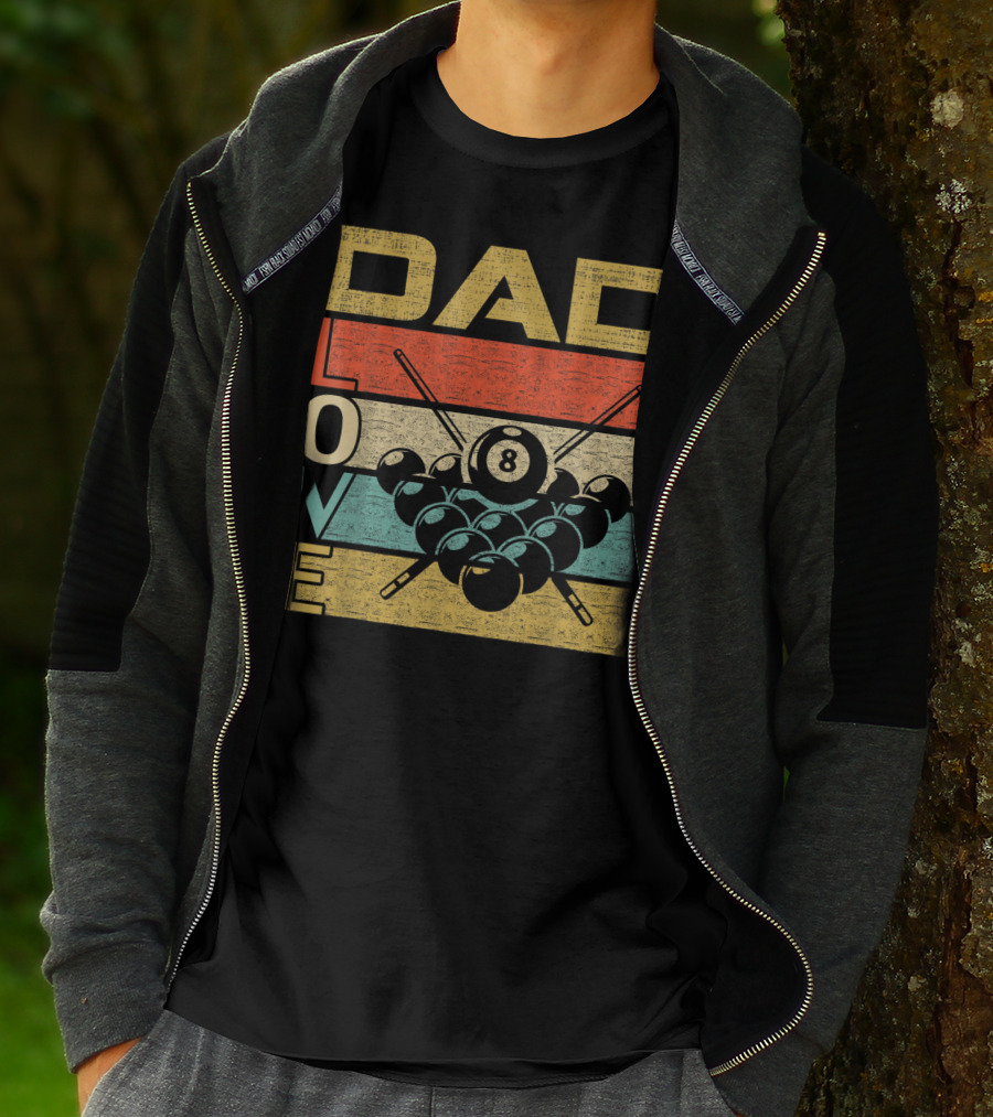 Dad Love Billiards 8 Ball Retro Vintage Father's T-Shirt