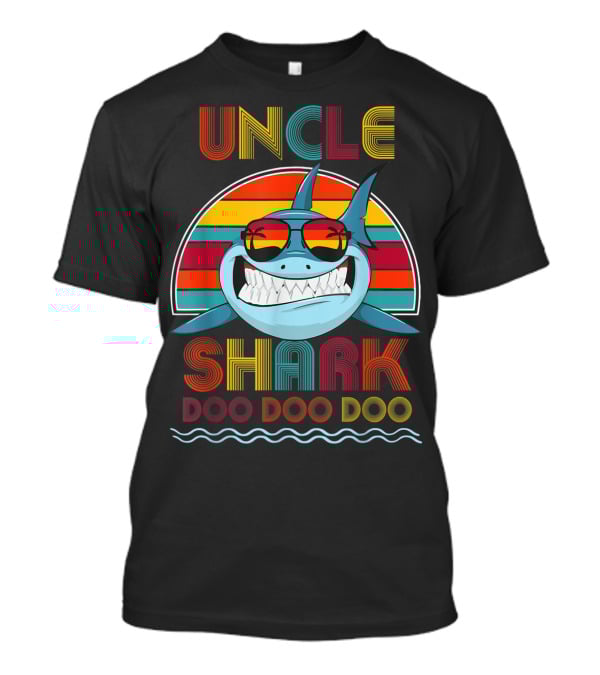 Uncle Shark Doo Doo Doo Retro Vintage Rainbow Sunglasses T-Shirt