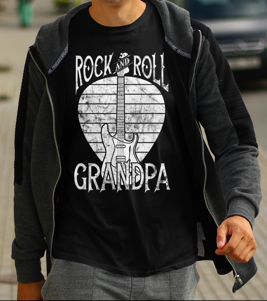 Rock And Roll Grandpa Vintage Guitar Player Iconic T-Shirt