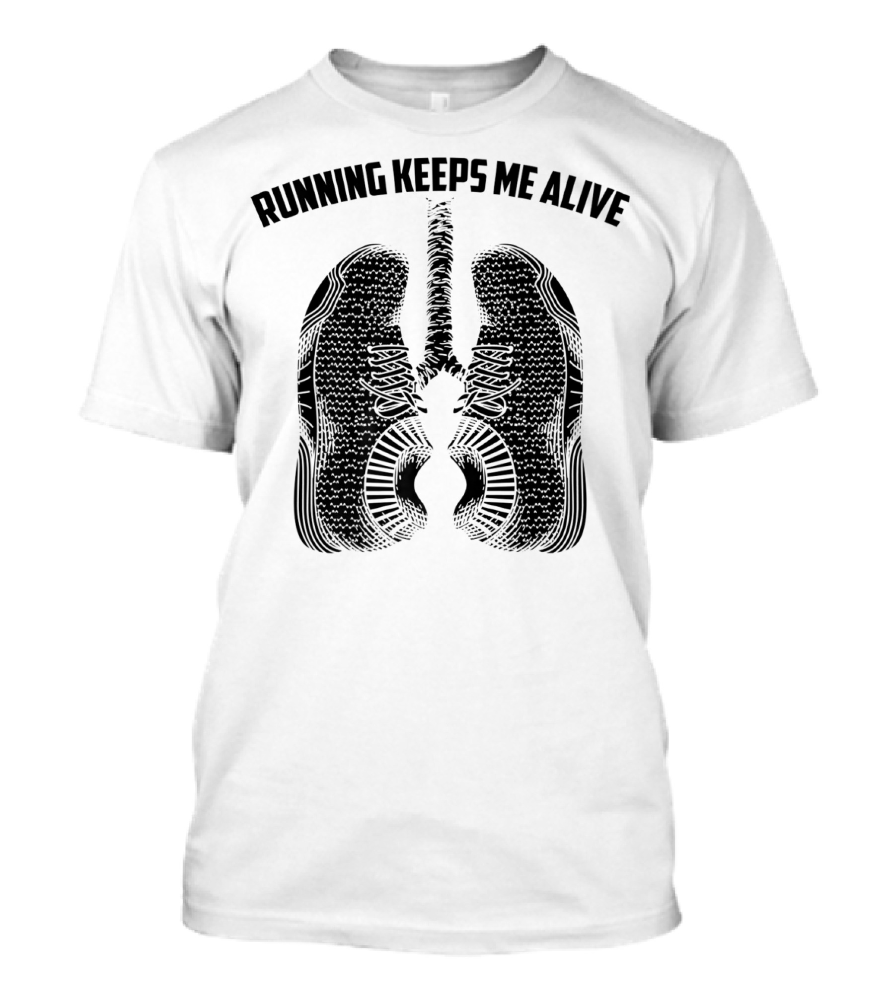 Running Keeps Me Alive Lung Shaped Shoe Print T-Shirt