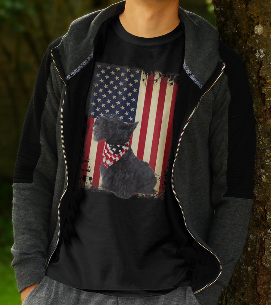 Scottish Terrier American Flag Bandana T-Shirt