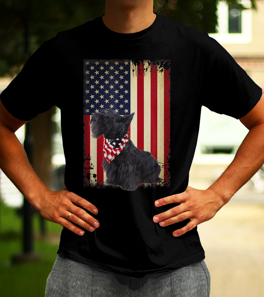 Scottish Terrier American Flag Bandana T-Shirt