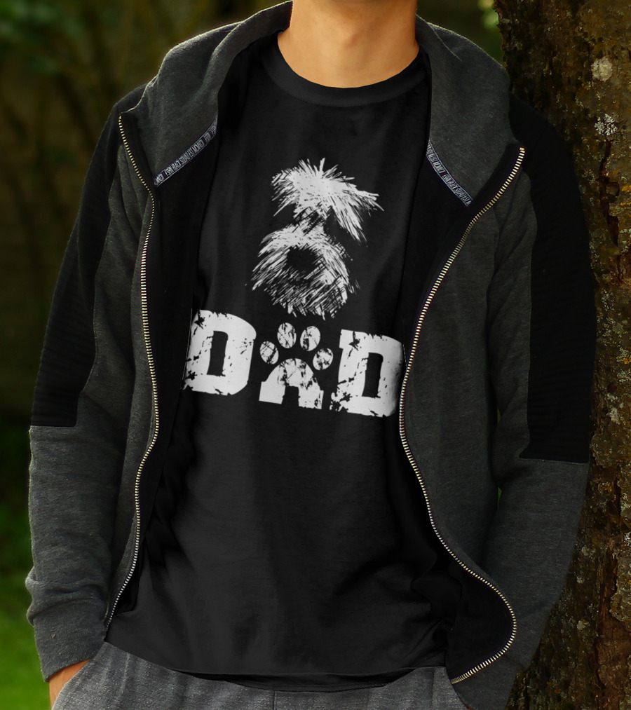 Sheepadoodle Dad Doodle Dog Paw Prints T-Shirt