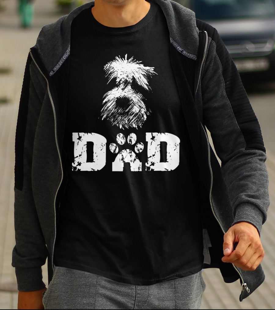Sheepadoodle Dad Doodle Dog Paw Prints T-Shirt