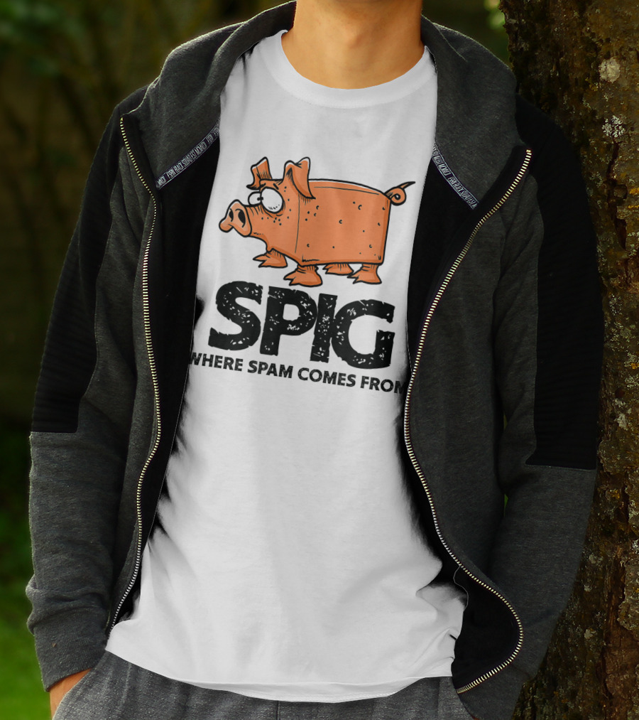 SPIG Where Spam Comes From Funny Pig Cartoon T-Shirt