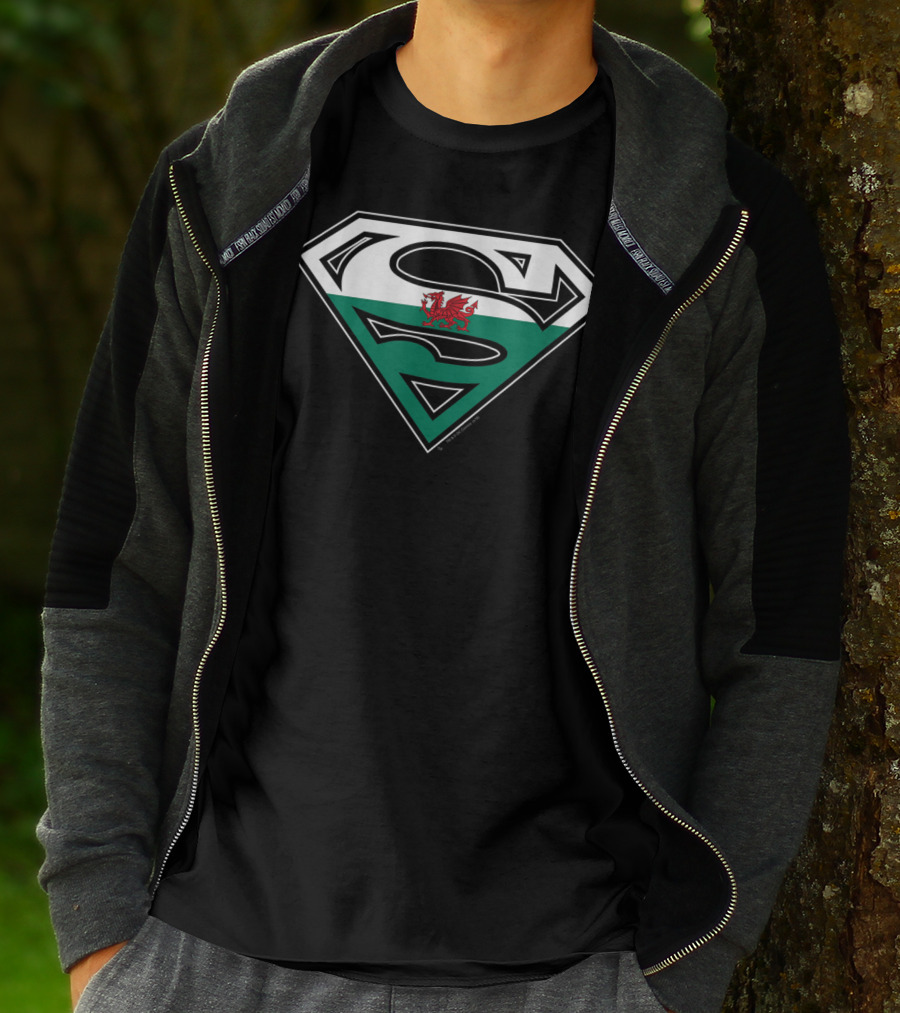 Superman S Logo With Welsh Flag Dragon T-Shirt