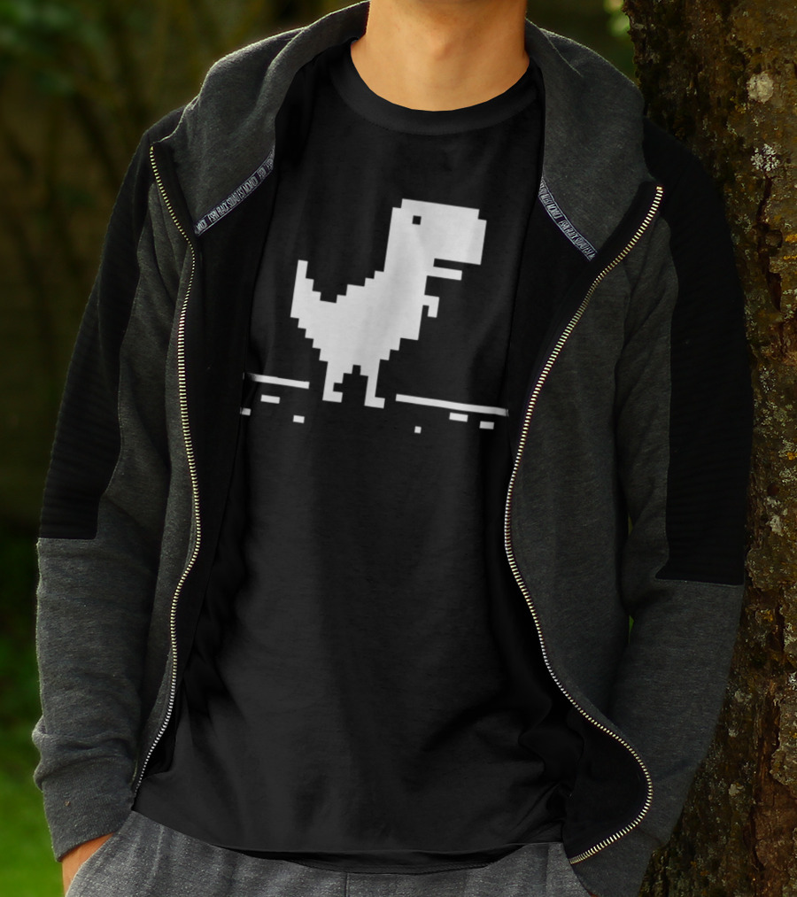 T Rex Pixel Dinosaur No Internet Game T-Shirt