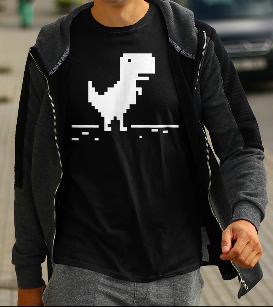 T Rex Pixel Dinosaur No Internet Game T-Shirt