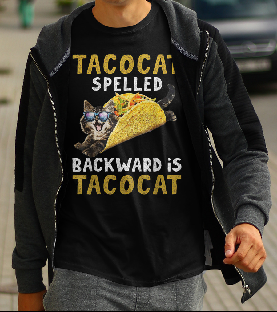 TacoCat Spelled Backward Is Tacocat Sunglasses Cool Cat Taco T-Shirt