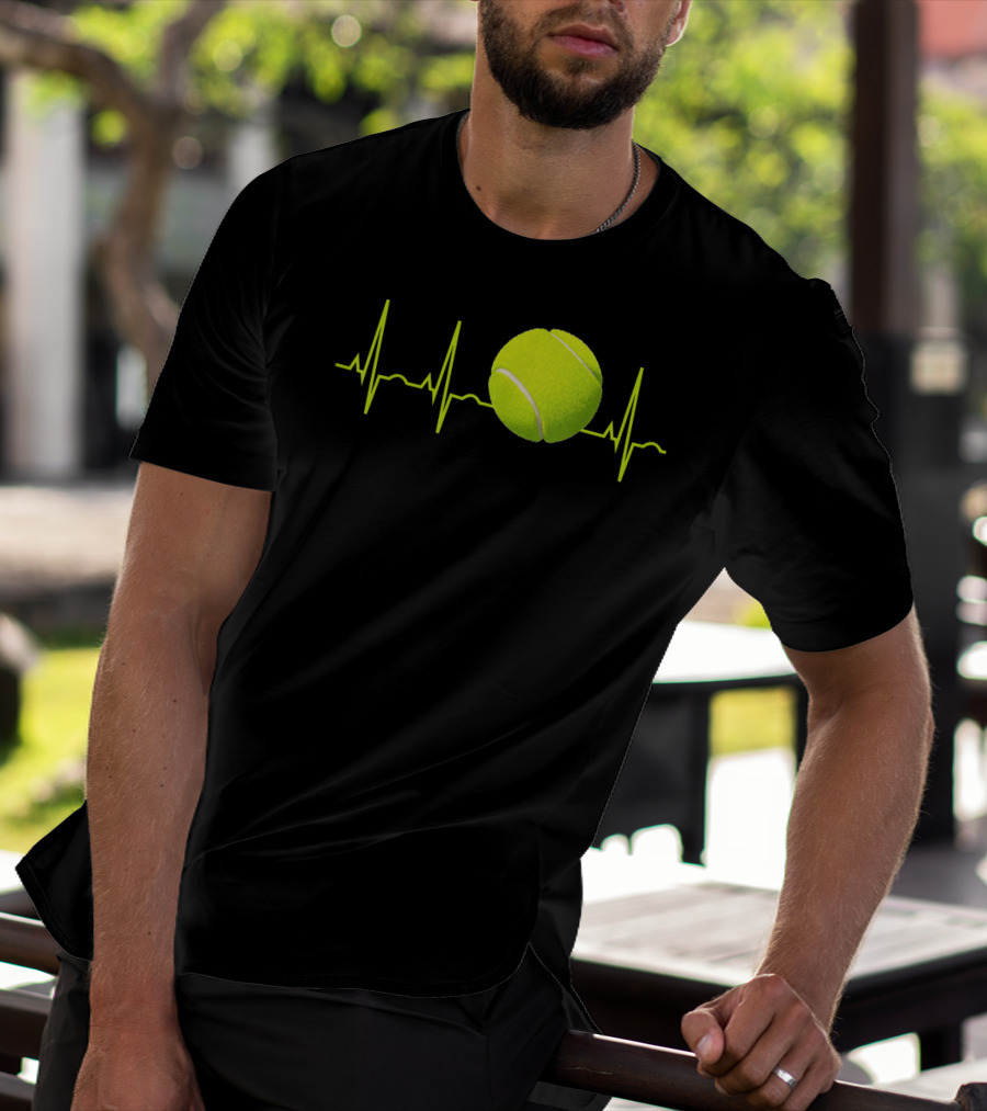Tennis Lover Heartbeat Tennis Ball T-Shirt