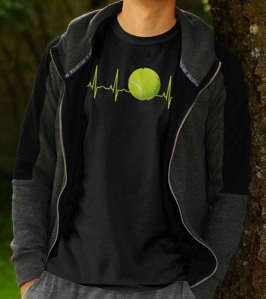 Tennis Lover Heartbeat Tennis Ball T-Shirt
