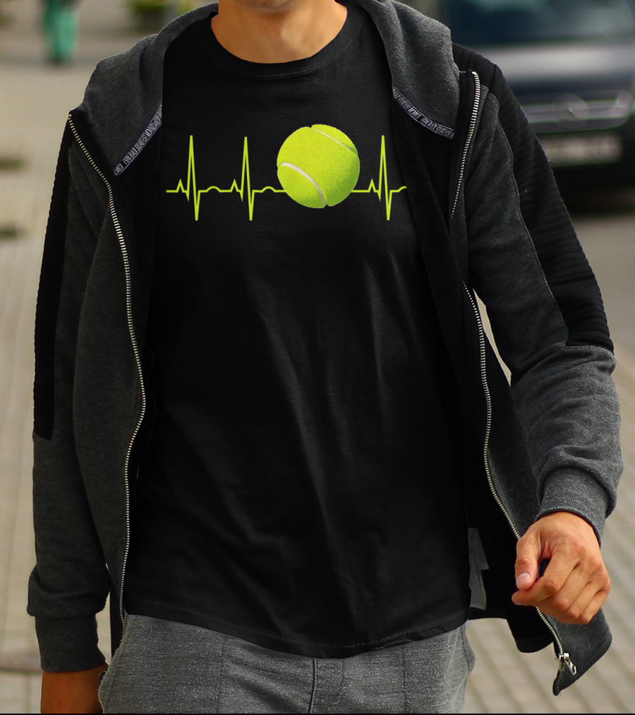 Tennis Lover Heartbeat Tennis Ball T-Shirt