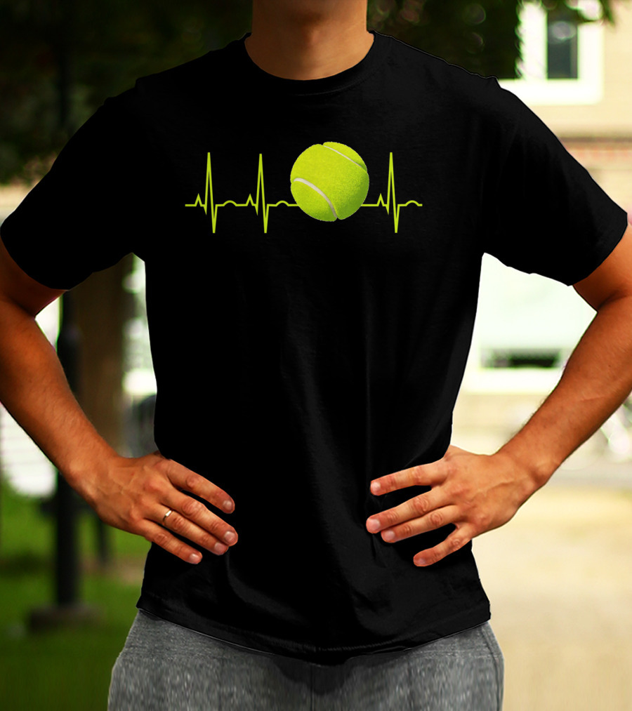 Tennis Lover Heartbeat Tennis Ball T-Shirt