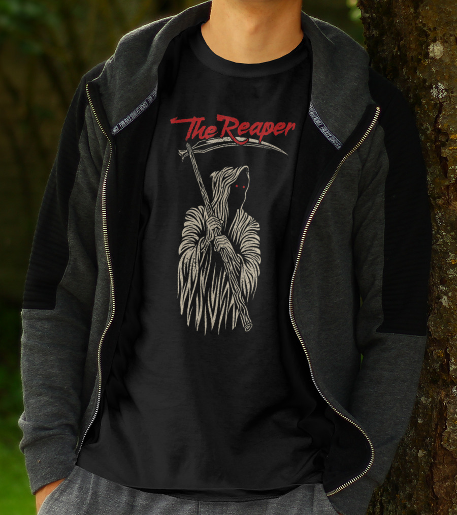 The Reaper Cloaked Scythe Bearer With Red Eyes T-Shirt