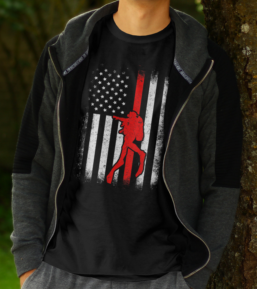 USA American Flag Red White Vintage Scuba Diving Iconic T-Shirt