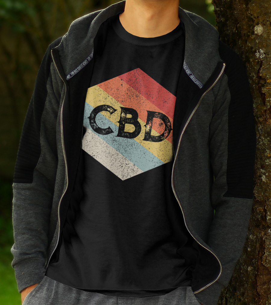 Vintage CBD Retro Hexagon Distressed Stripes T-Shirt
