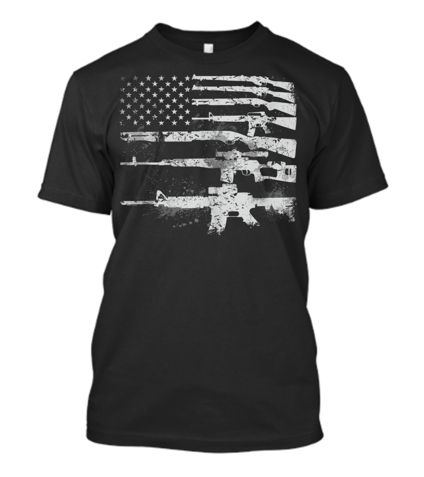 USA Flag Made Of Rifles Guns Weapons Military 2A Stripes T-Shirt