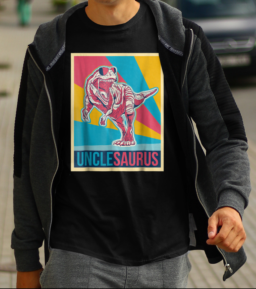 Unclesaurus Retro T-Rex Dinosaur Sunglasses Multicolor T-Shirt