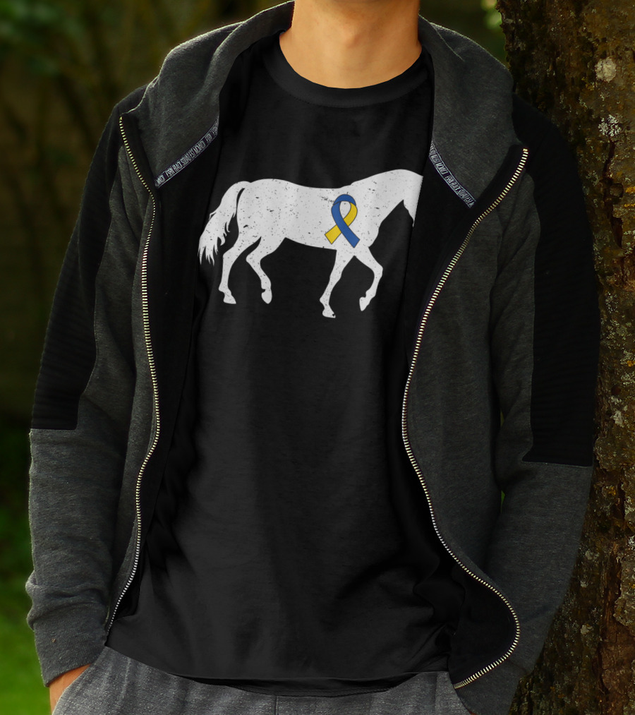 Horse Down Syndrome Awareness Blue Yellow T-Shirt