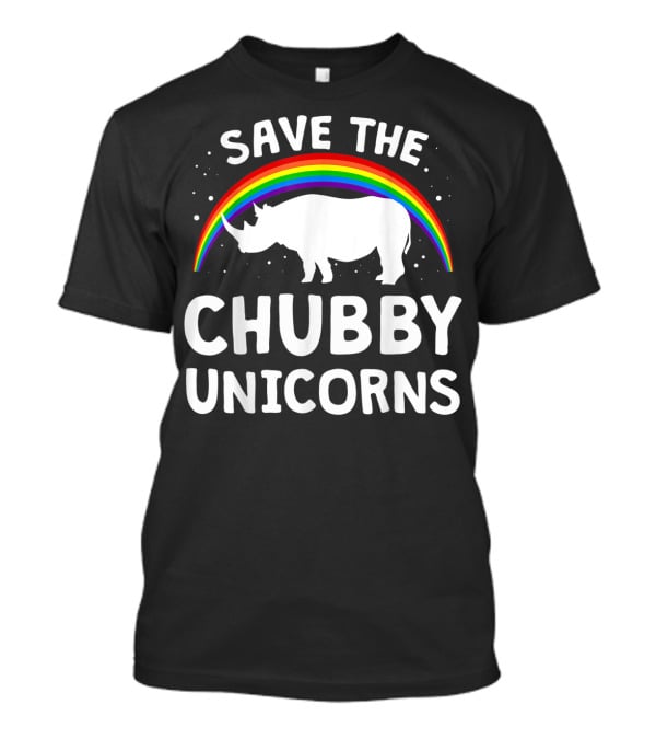 Save The Chubby Unicorns Rhino With Rainbow Love T-Shirt