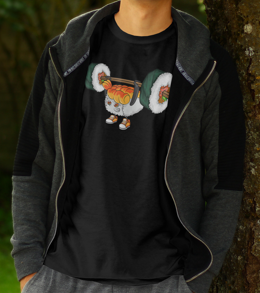 Funny Sushi Roll Weightlifting Gym Japanese Food Humor T-Shirt